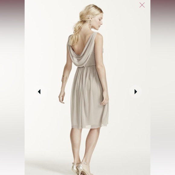 David’s Bridal short mesh bridesmaid dress with cowl back. Bellini size 6 - Picture 3 of 5